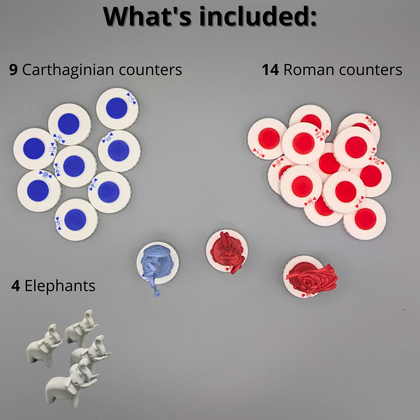 Magnetic Troop Counters – with 3D Elephants for Hannibal & Hamilcar